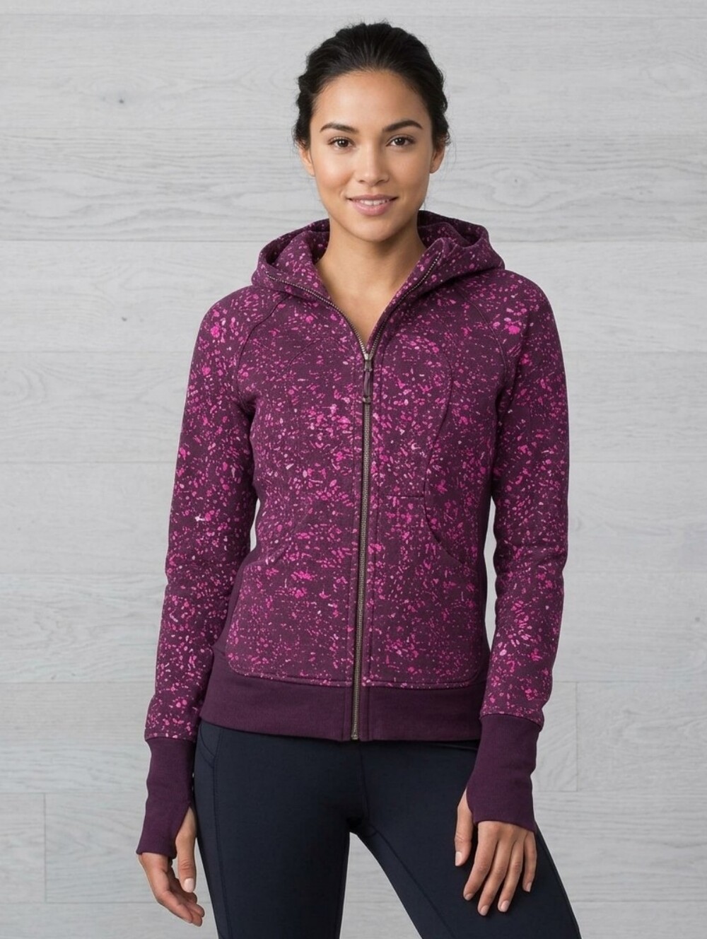 Lululemon Scuba Hoodie Full Zip Purple Pink Speckle 2010 Vintage Size 6